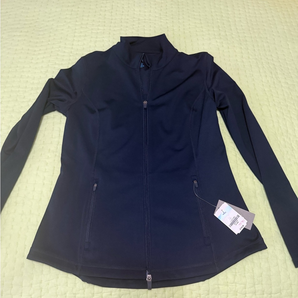 J McLaughlin Billie Activewear Jacket- Zip Knit Navy Medium NEW with tags